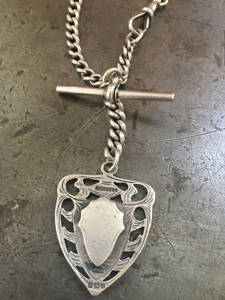 Platinum & Rose Gold Fob Pendant Locket Watch Chain Necklace